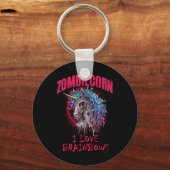 Zombie Unicorn I Love Brainbows Punk Gothic Gothic Sleutelhanger (Voorkant)