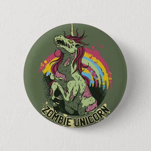Zombie unicorn ronde button 5,7 cm (Voorkant)