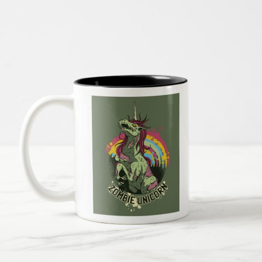 Zombie unicorn tweekleurige koffiemok (Links)