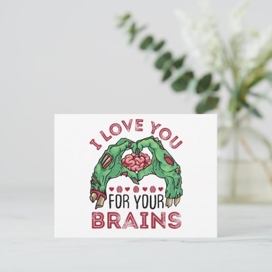 Zombie Valentijnsdag Funny houdt van je hersenen Briefkaart (Staand voorkant)