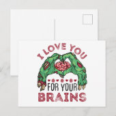 Zombie Valentijnsdag Funny houdt van je hersenen Briefkaart (Voorkant / Achterkant)