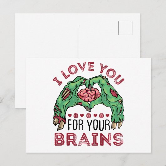 Zombie Valentijnsdag Funny houdt van je hersenen Briefkaart (Voorkant / Achterkant)