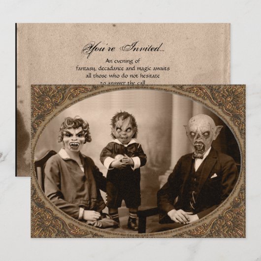 Zombie Vampire Family Halloween Party Kaart (Voorkant / Achterkant)