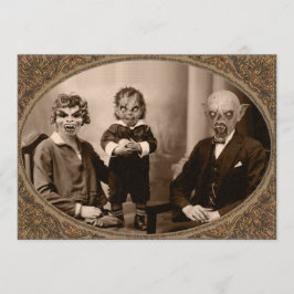 Zombie Vampire Family Halloween Party Kaart