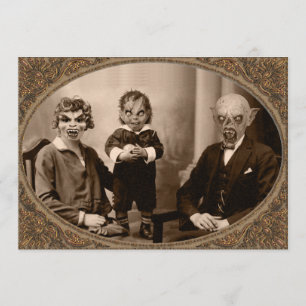 Zombie Vampire Family Halloween Party Kaart
