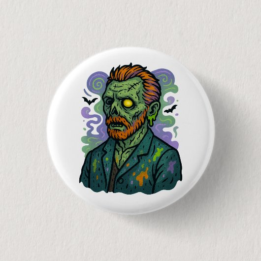 Zombie van Gogh - Cartoon Comic Parodie Ronde Button 3,2 Cm (Voorkant)