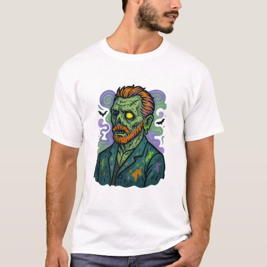 Zombie van Gogh - Cartoon Comic Parodie T-shirt (Voorkant)