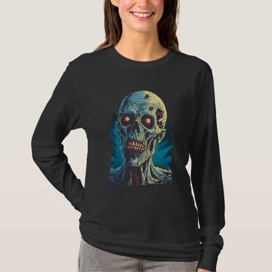 Zombie van Haunted Horror Halloween 7 T-shirt (Voorkant)