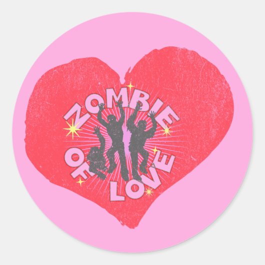 Zombie van liefde Retro Punk Grunge Rocker Valenti Ronde Sticker (Voorkant)