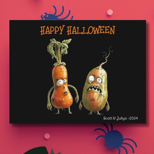 Zombie veggie black Halloween Briefkaart