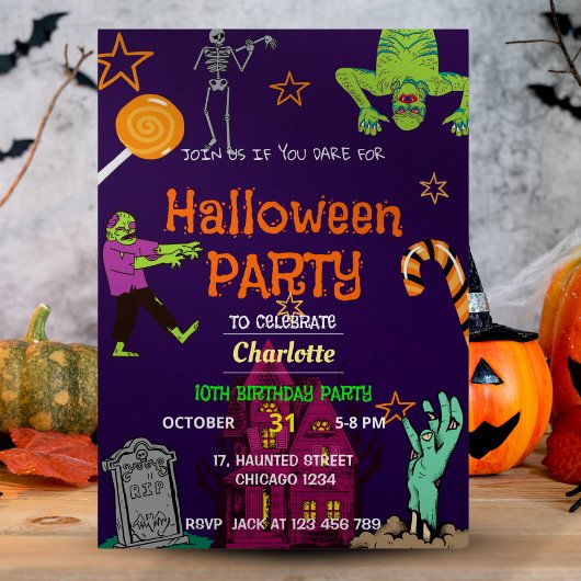 Zombie Verjaardag Halloween Feest Spoken Kaart