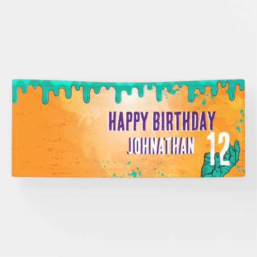 Zombie Verjaardag Halloween Kinder Party Spandoek (Horizontaal)