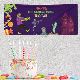 Zombie Verjaardag Kinder Feestbanner Spandoek