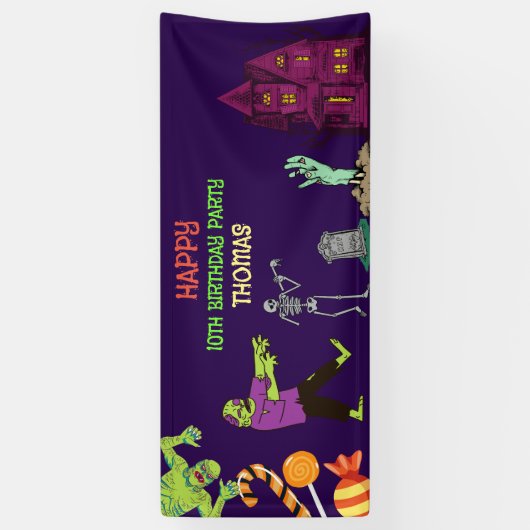 Zombie Verjaardag Kinder Feestbanner Spandoek (Verticaal)