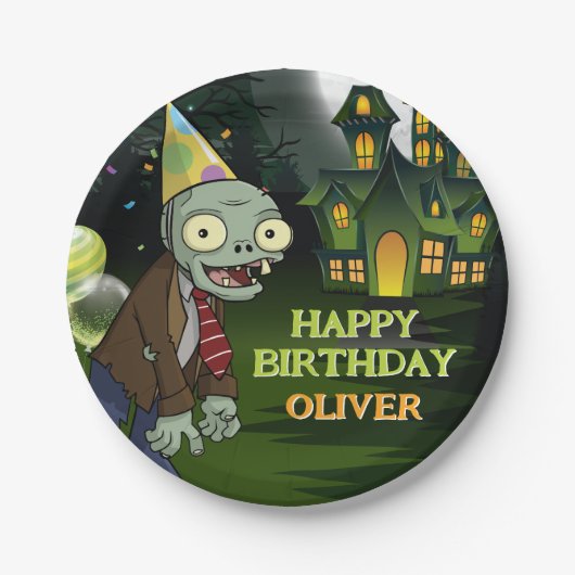 Zombie Verjaardag Kinder Scary Monster Papieren Bordje (Voorkant)