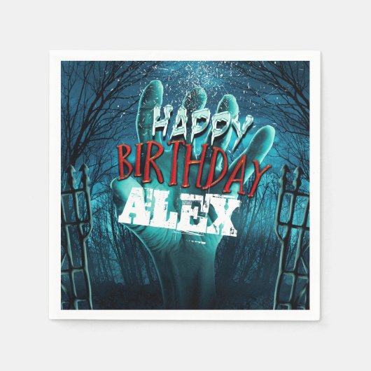 Zombie Verjaardagsfeestje Servetten (Voorkant)