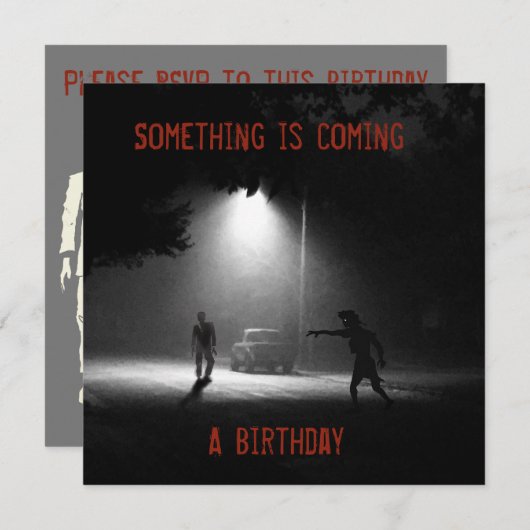 ZOMBIE VERJAARDAGSFEESTUITNODIGING door Jetpackcor Kaart (Voorkant / Achterkant)