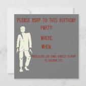 ZOMBIE VERJAARDAGSFEESTUITNODIGING door Jetpackcor Kaart (Achterkant)