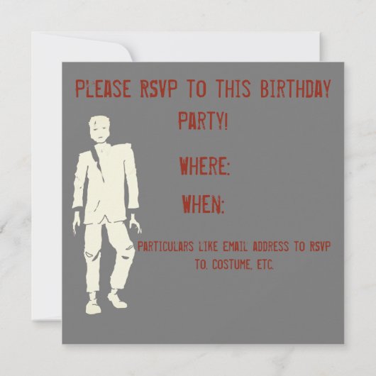 ZOMBIE VERJAARDAGSFEESTUITNODIGING door Jetpackcor Kaart (Achterkant)