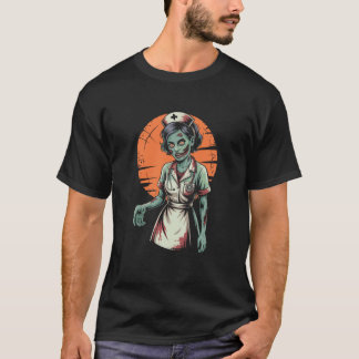 Zombie verpleegster Halloween griezelige volle maa T-shirt