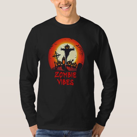 Zombie Vibes Maanverlichte Begraafplaats  Enge Jon T-shirt (Voorkant)