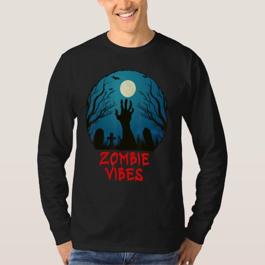 Zombie Vibes Moonlit Graveyard  Scary Kids Boys Ad T-shirt (Voorkant)