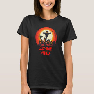 Zombie Vibes Moonlit Graveyard  Scary Kids Boys Ad T-shirt