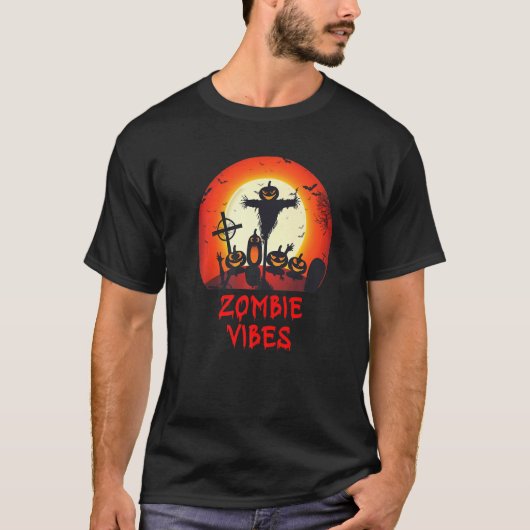 Zombie Vibes Moonlit Graveyard  Scary Kids Boys Ad T-shirt (Voorkant)