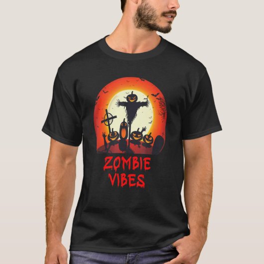 Zombie Vibes Moonlit Graveyard Scary Kinder Boys A T-shirt (Voorkant)