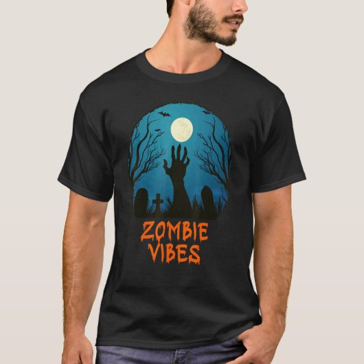 Zombie Vibes Moonlit Graveyard Scary Kinder Boys a T-shirt (Voorkant)
