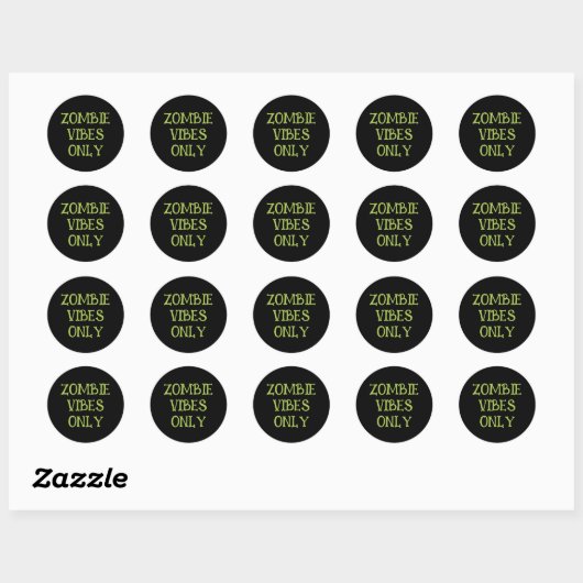 Zombie Vibes Only | Spooky Halloween Green & Black Ronde Sticker (Vel)