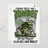 Zombie Virus add Bee is gelijk aan Zombee Briefkaart (Voorkant / Achterkant)
