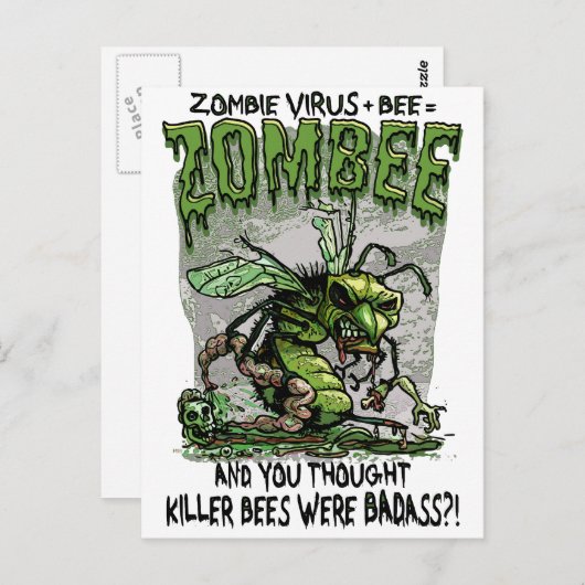 Zombie Virus add Bee is gelijk aan Zombee Briefkaart (Voorkant / Achterkant)