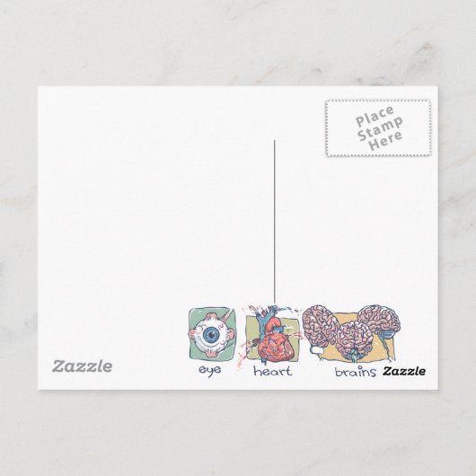 Zombie Virus add Bee is gelijk aan Zombee Briefkaart (Achterkant)