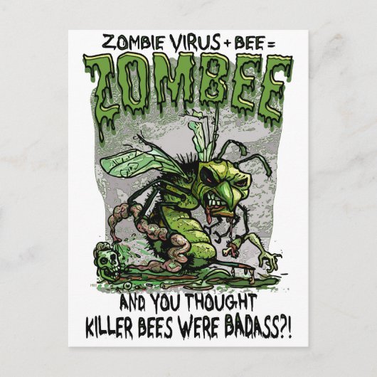 Zombie Virus add Bee is gelijk aan Zombee Briefkaart (Voorkant)
