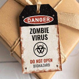 Zombie-virus-gunstige tag met een roestgevarenbord cadeaulabel