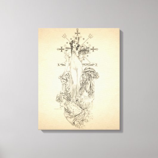 Zombie Voodoo Priesteres Art Nouveau Canvas Afdruk (Voorkant)