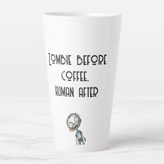 Zombie Voor Koffie Wit Halloween Latte Mok (Voorkant)