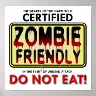 Zombie Vriendelijke Grappige Poster