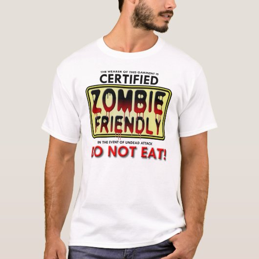 Zombie vriendelijke grappige T-shirt (Voorkant)