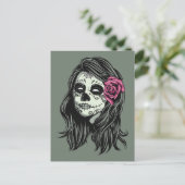 Zombie Vrouw aangepaste kleur briefkaart (Staand voorkant)