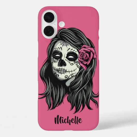 Zombie Vrouw aangepaste naam & kleur telefoon case (Achterkant)
