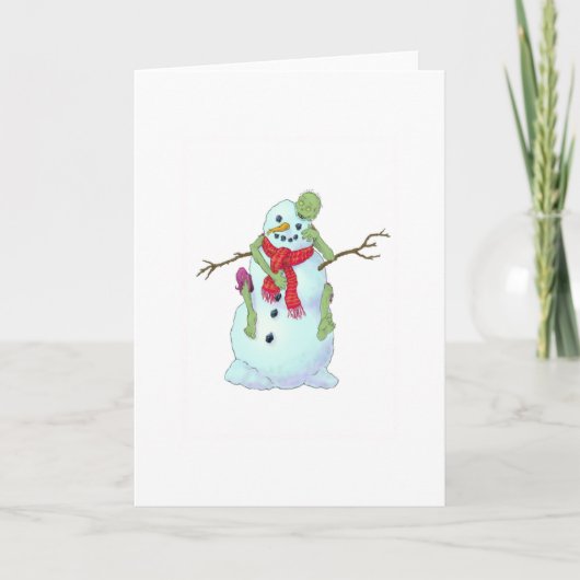 Zombie vs Snowman Feestdagen Kaart (Voorkant)