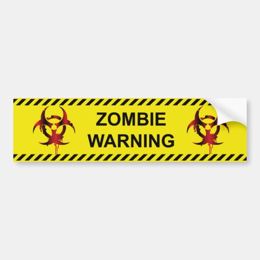 Zombie Waarschuwing Bumpersticker (Voorkant)