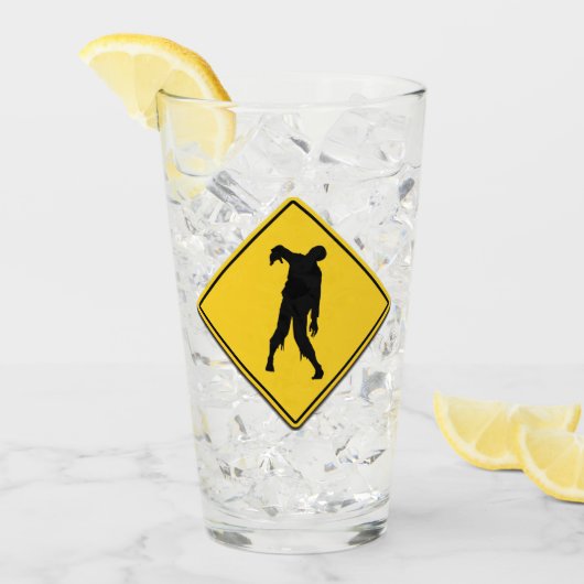 Zombie Waarschuwing Halloween Glas (Voorkant ijs)