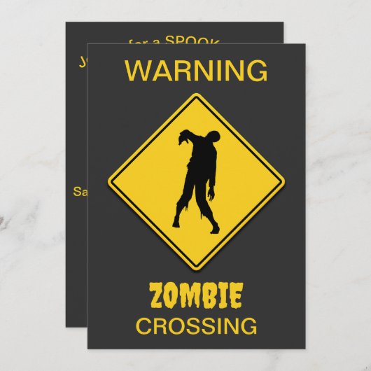 Zombie Waarschuwing Halloween Kaart (Voorkant / Achterkant)