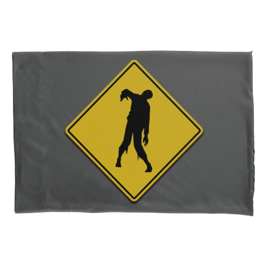 Zombie Waarschuwing Halloween Kussensloop (Voorkant)