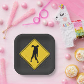 Zombie Waarschuwing Halloween Papieren Bordje (Feest)