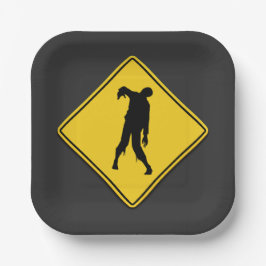 Zombie Waarschuwing Halloween Papieren Bordje