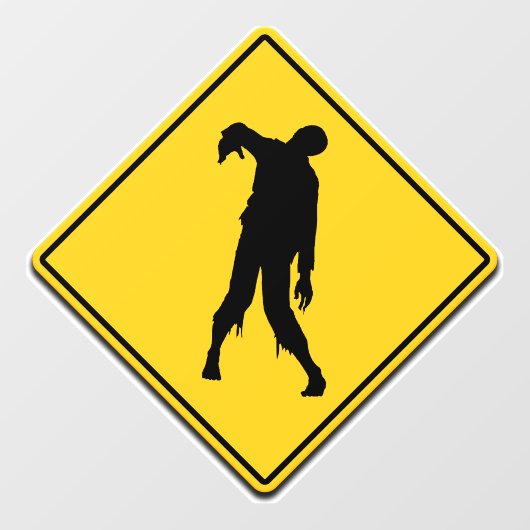 Zombie Waarschuwing Halloween Raamsticker (Vel)